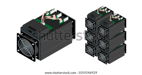 Asic Bitcoin Miner Asic Mining Farm Stock Vector Royalty Free - 